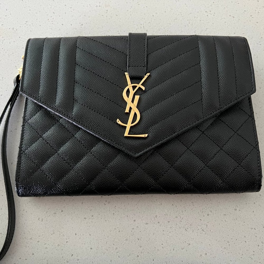 YSL Monogram Matelassé Leather Clutch
